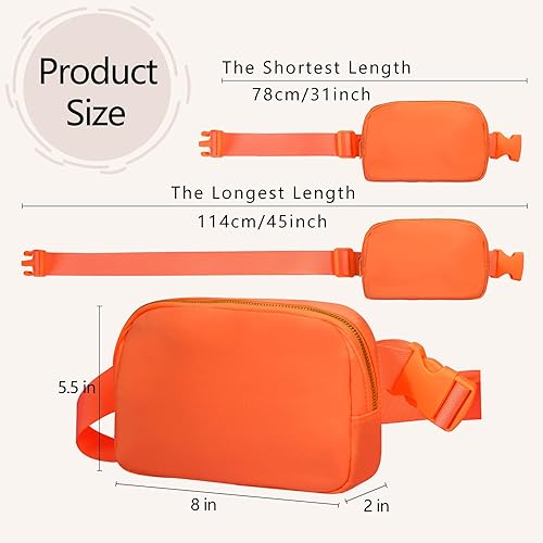Miniatura 5 de Riñonera cruzada para mujeres y hombres, bolsa de cinturón de regalo para mujeres con correa ajustable para deportes, Naranja, 1 paquete de riñonera