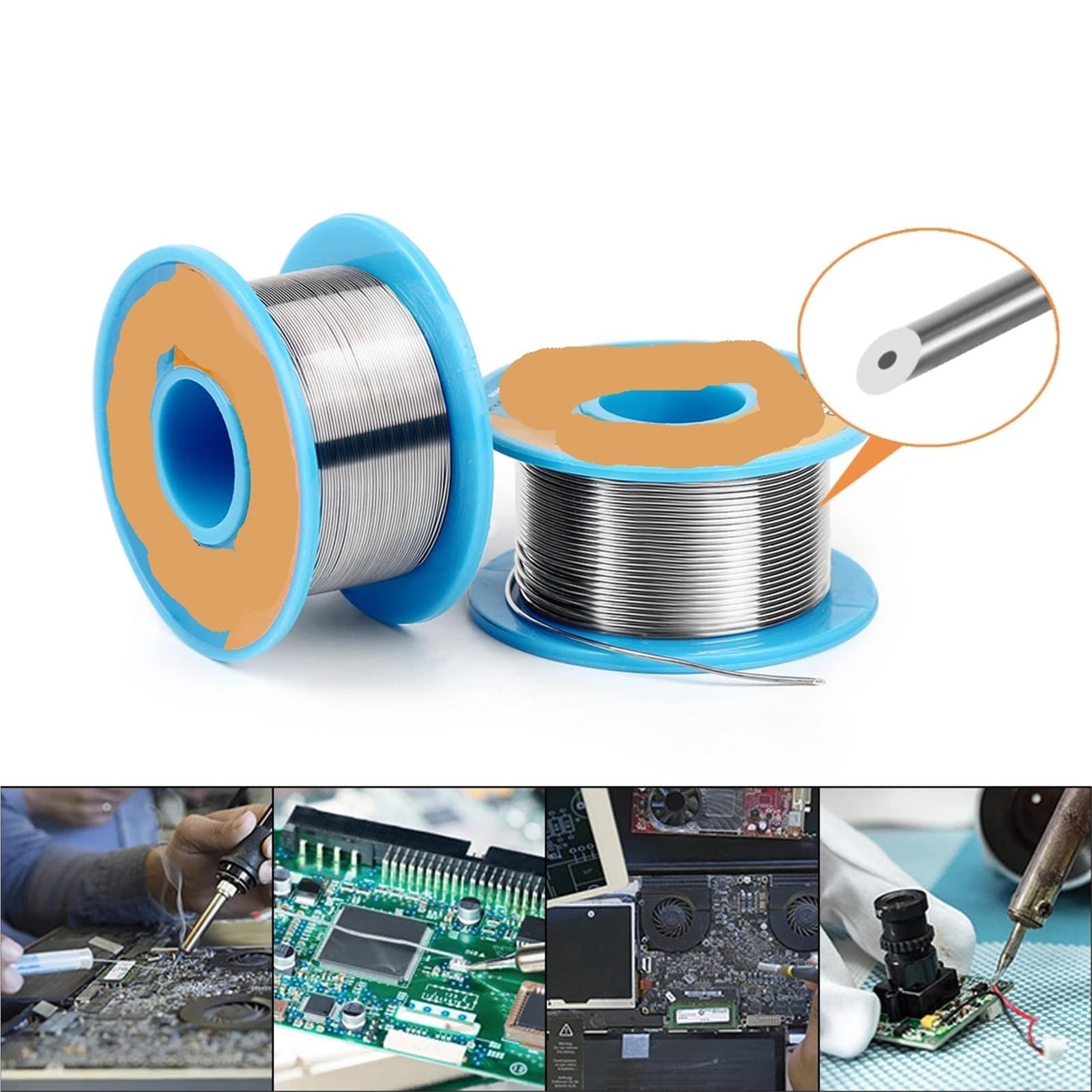 3 pezzi 40 g nucleo di colofonia delicato 183 ℃ punto di fusione 0,2-0,8 mm filo di saldatura ad alta purezza flusso di saldatura cavo di ferro(0.2mm)