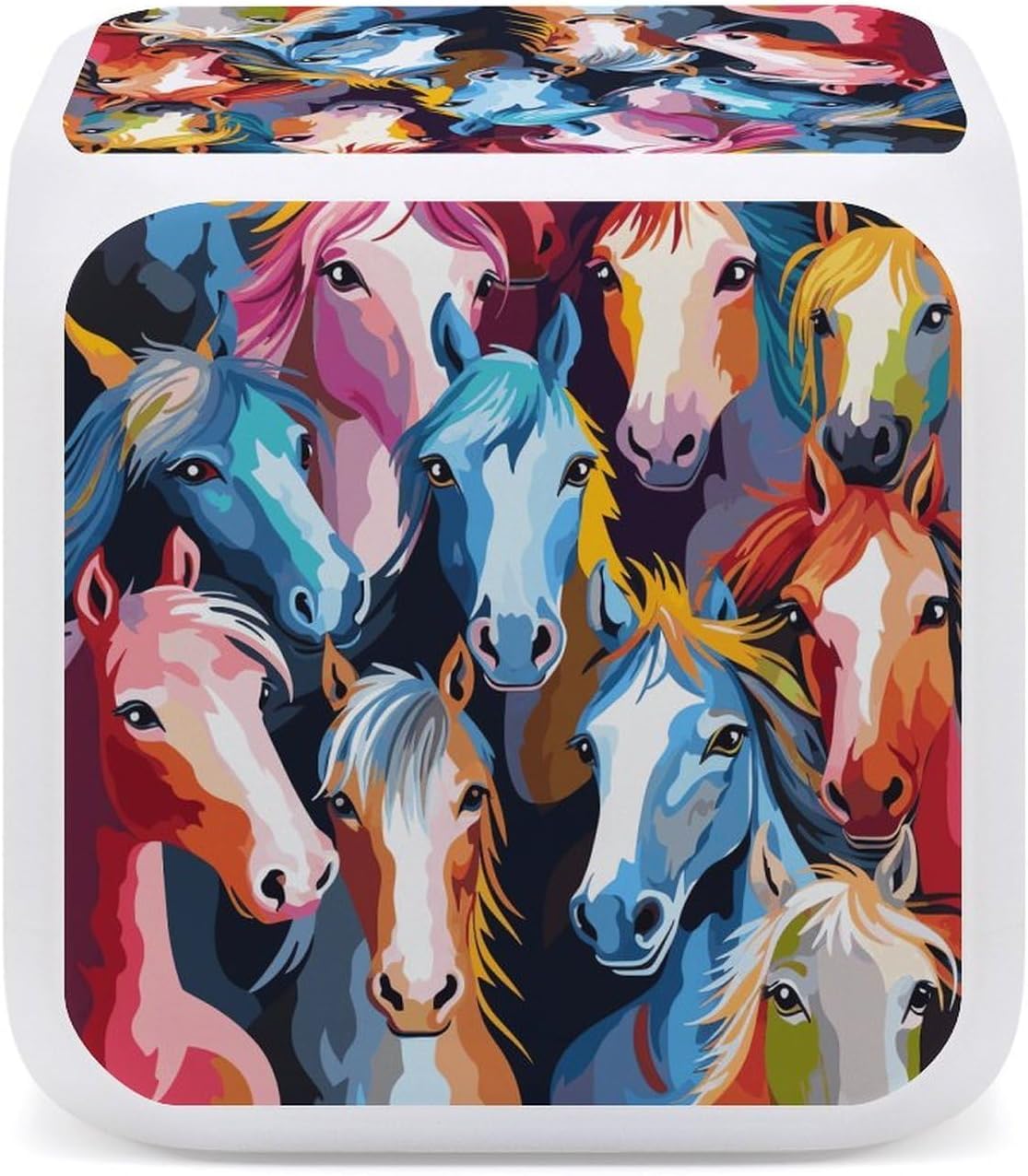 Colorful Cartoon Horses 7 Color Changing Night Light Alarm Clock Smart Digital LED Clock with Temperature, Date & Week Display - Easy to Use Wake-up Clock for Heavy Sleepers image 5