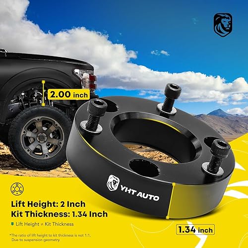 Miniatura 2 de YHTAUTO Kit de elevación de nivelación delantera de 2 pulgadas, espaciadores de puntales de aluminio con kit de herramientas para modelos Chevy y