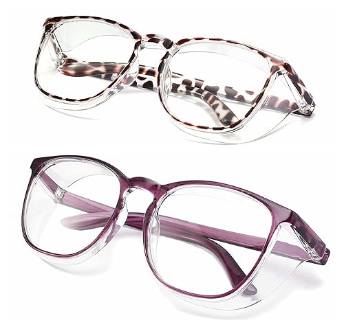 Gafas de seguridad antiniebla, gafas protectoras con bloqueo de luz azul, antipolvo, protección UV, para hombres y mujeres (paquete de 2 (leopardo +