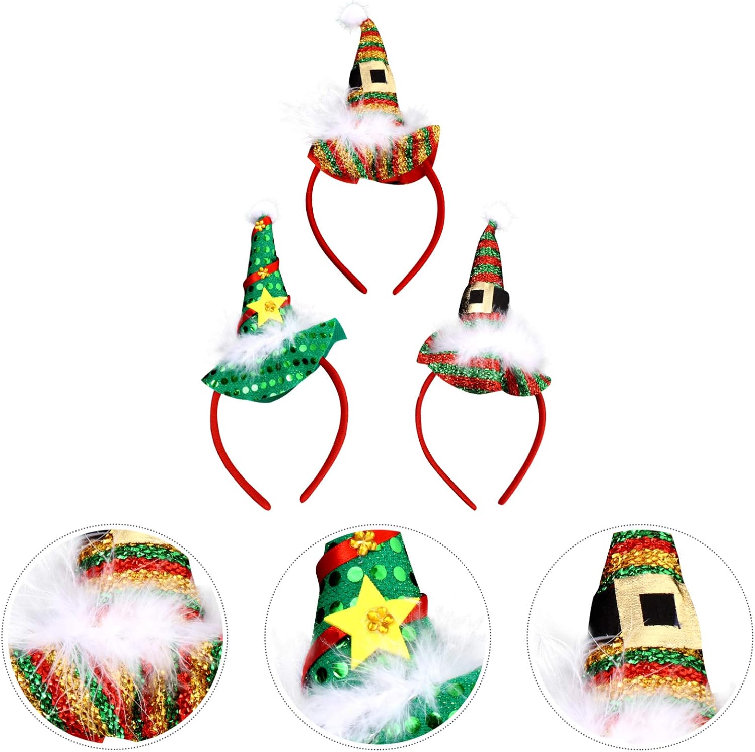 愛用 Frcolor 3個 クリスマス カチューシャ クリスマス帽子 サンタ ヘッドバンド クリスマス飾り ヘアーアクセサリー 髪飾り ランダムカラー auditores Cl