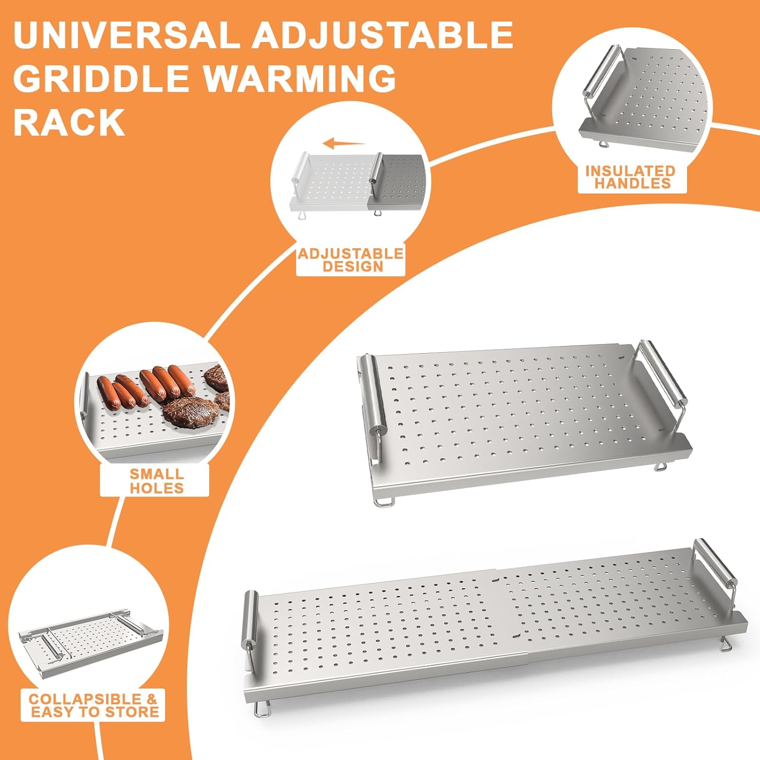 Griddle Regulator & Adjustable Warming Tray/Grill Shelf Replacement for Blackstone 17/22 inch Tabletop Griddle, Universal Table Top Accessories for Blackstone 17/22" Tabletop Gas Griddles