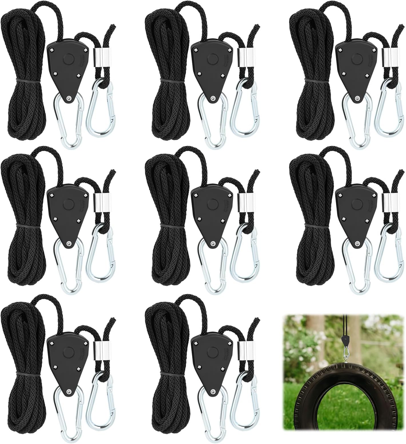 4-tlg. Ratschen Aufhängung - Verstellbare Seilzüge Für Pflanzenlampen & Ventilatoren