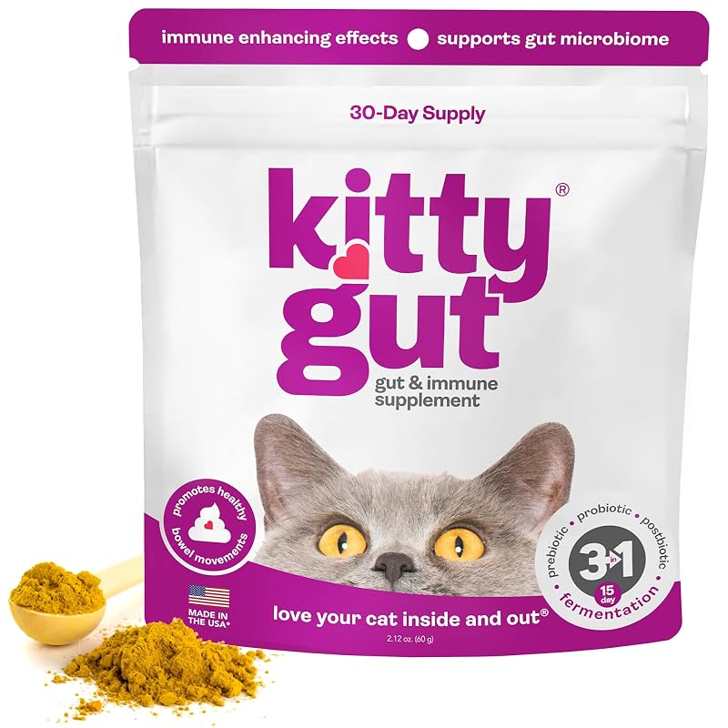 Probiótico em Pó para Gatos MUTTGUT KittyGut com Prebióticos, Probióticos e Pós-bióticos KG60, 60 g