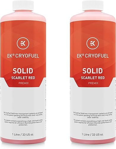 EKWB EK-CryoFuel Solid Premix - Refrigerante para PC, 33.8 fl oz, rojo escarlata, paquete de 2