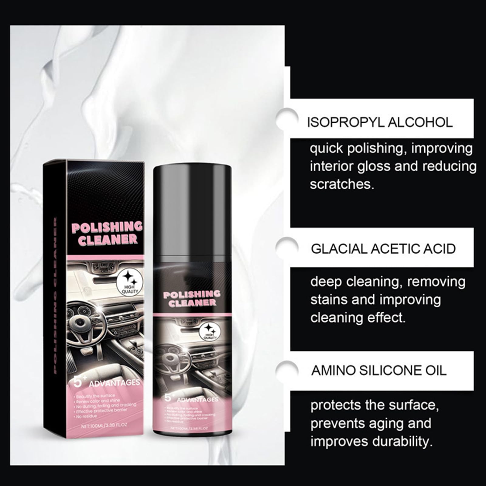 Ywmsfl Upgrades Car Interior Clarifier Sprays Car Interior Polishing Sprays Car Clarifier Sprays for Rubber &