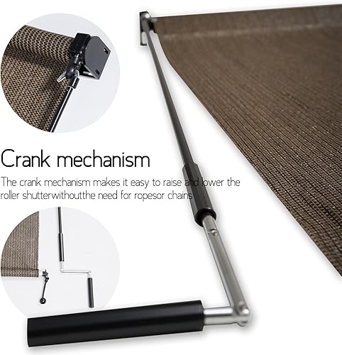 Miniatura 8 de Cortina de pabellón, cortina enrollable para patio, 90 % de protección UV sin cuerda (moca, 8 x 8 pies)