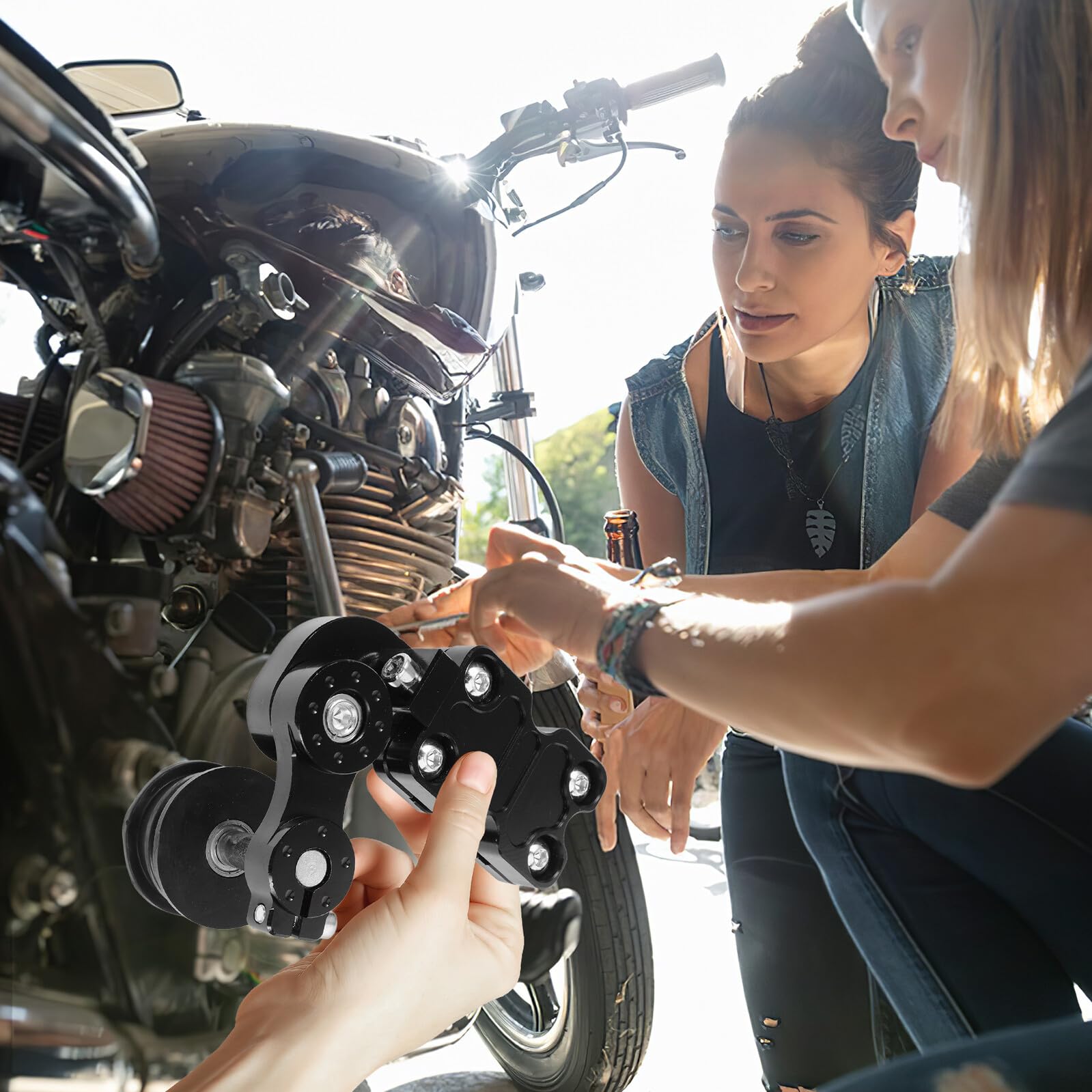 ibasenice Kettenspanner für Motorräder Kettenrollenführung aus Aluminiumlegierung Kettenspanner-motorradführung Präzise Kettenspannungseinstellung Motorradteile Kompatibel