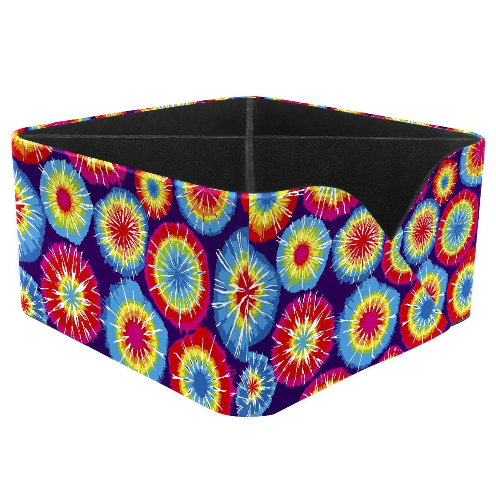 KengjuTesu Tie Dye Desktop Organizer Pen Holder, Rectangular Pencil Cup for Office, Study and Makeup Stations