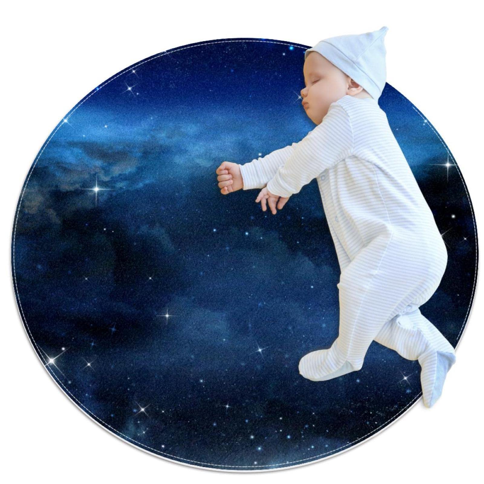 Tapis de bain antidérapant rond ciel nocturne pour chambre et canapé 1m