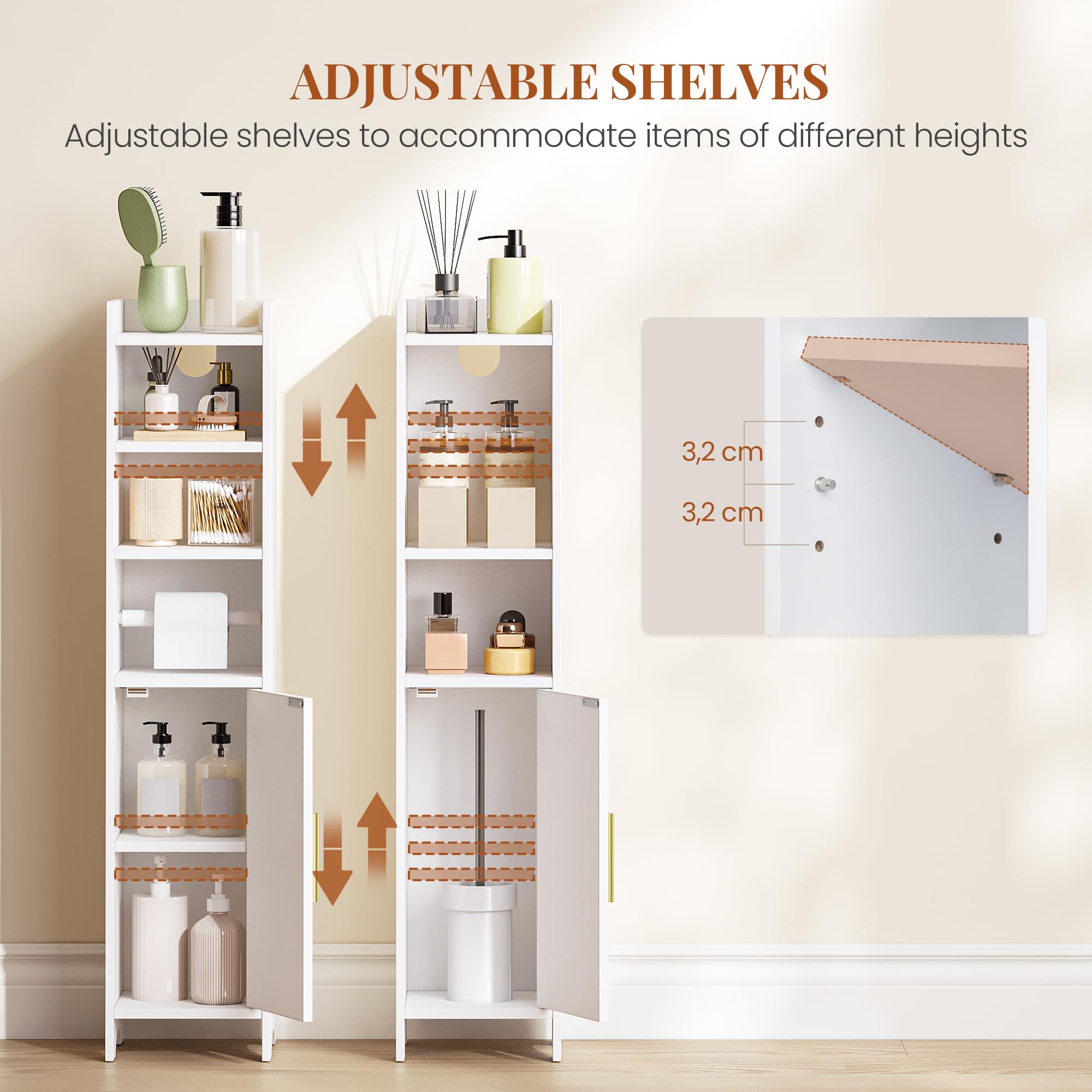 HEXCELEN Meuble de Salle de Bain, Support Papier Toilette 20 x 20 x 90 cm
