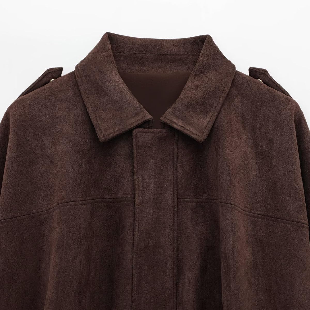 Odizli Wildlederjacke Damen Frühjahr Herbst Oversized Suede Jacket Kurz Bomberjacke