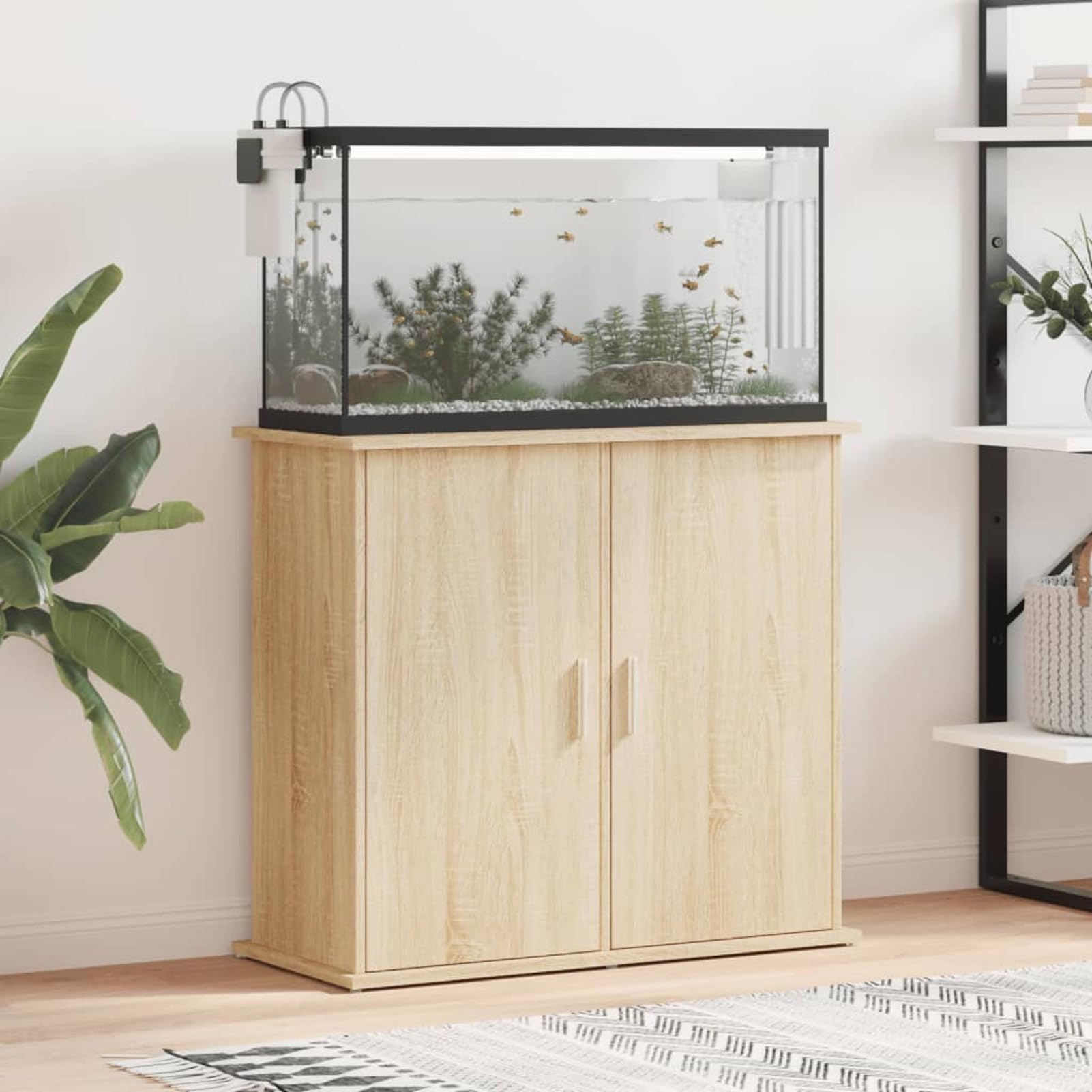 Tidyard Aquarium Stand Cabinet Durable and Stylish Fish Tank Base with Storage Compartment Sonoma Oak 81x36x73 cm Engineered Wood