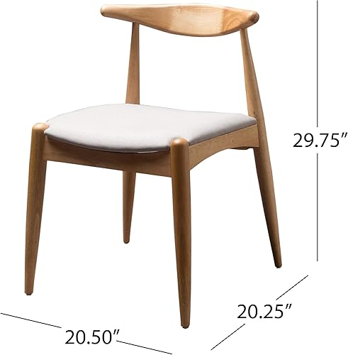 Miniatura 3 de Christopher Knight Home Francie Fabric with Oak Finish Dining Chairs, 2-Pcs Set, Beige