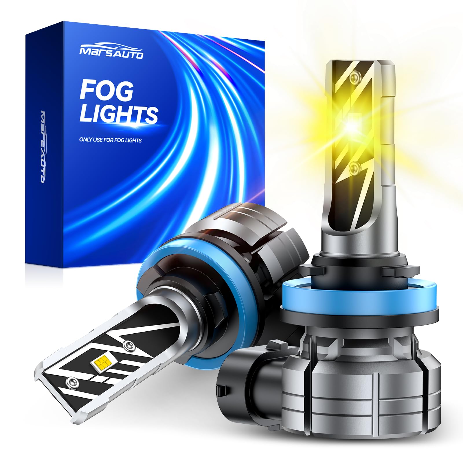 Marsauto H11/H16/H8 LED Fog Light Bulb Yellow, 14,000LM 3000K Amber Yellow