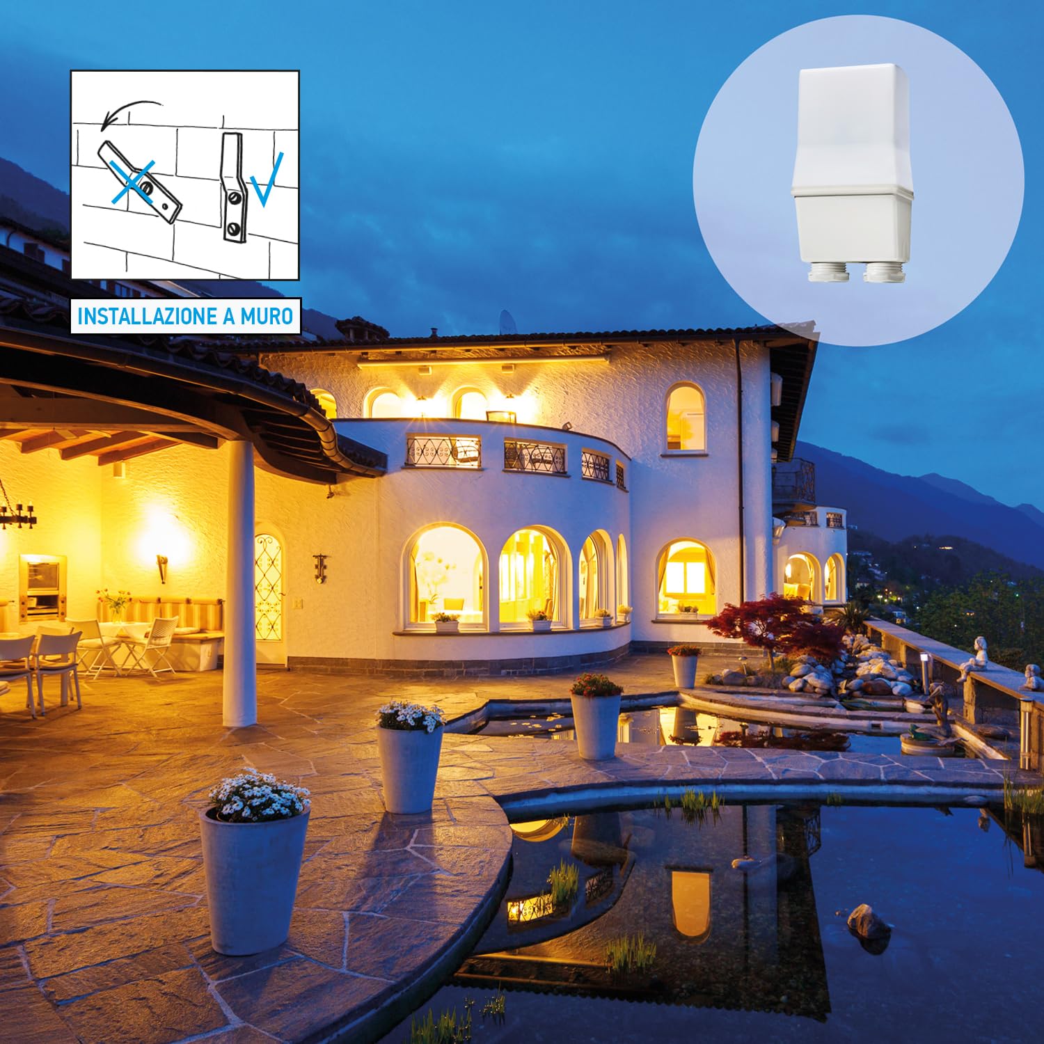 Finder Interruttore Crepuscolare Tipo 10.41. Relè per accensione lampade in funzione del livello di luminosità dell'ambiente. Con 1 contatto NO 16 A. Interruzione unipolare (L)