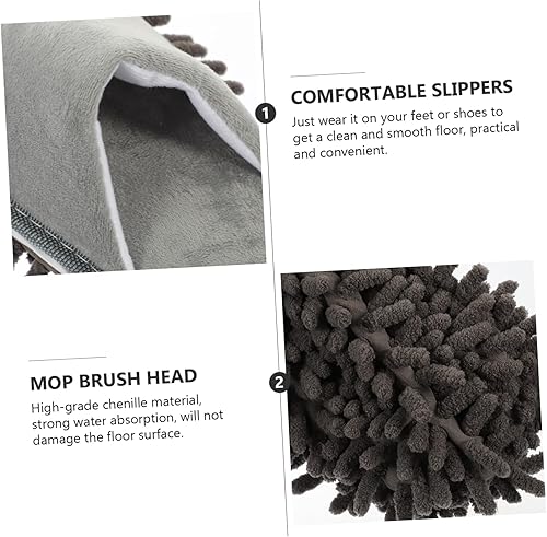 Miniatura 4 de CHILDWEET 2 pares de pantuflas de limpieza de pisos, limpiadores de limpieza, herramientas de limpieza del hogar, trapeadores para limpieza de