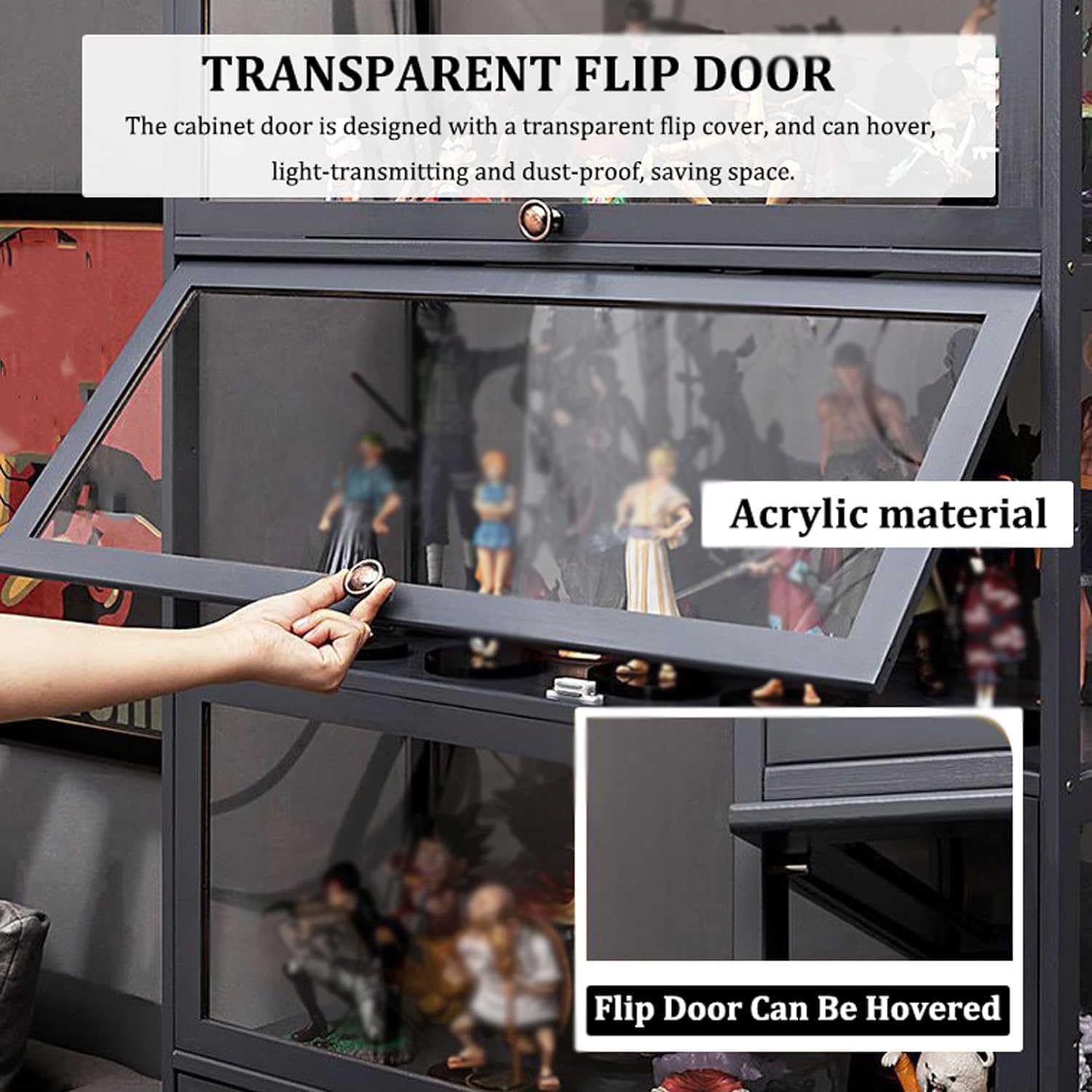 Vitrina De Acrílico Vitrina Expositora para Colecciones Estanteria con Puertas Muebles De Salon Diseño De Puerta Doble,vitrina De Acrílico Multifuncional A Prueba De Polvo,Sellado Prueba de Polvo