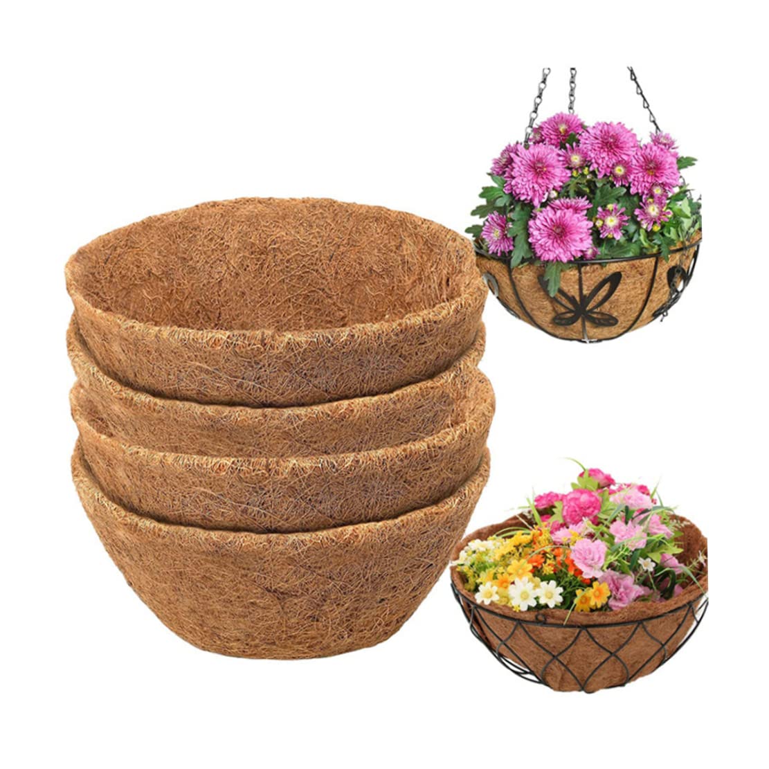 Doublure de panier rond 14 pouces en coco de noix de coco lineurs x4