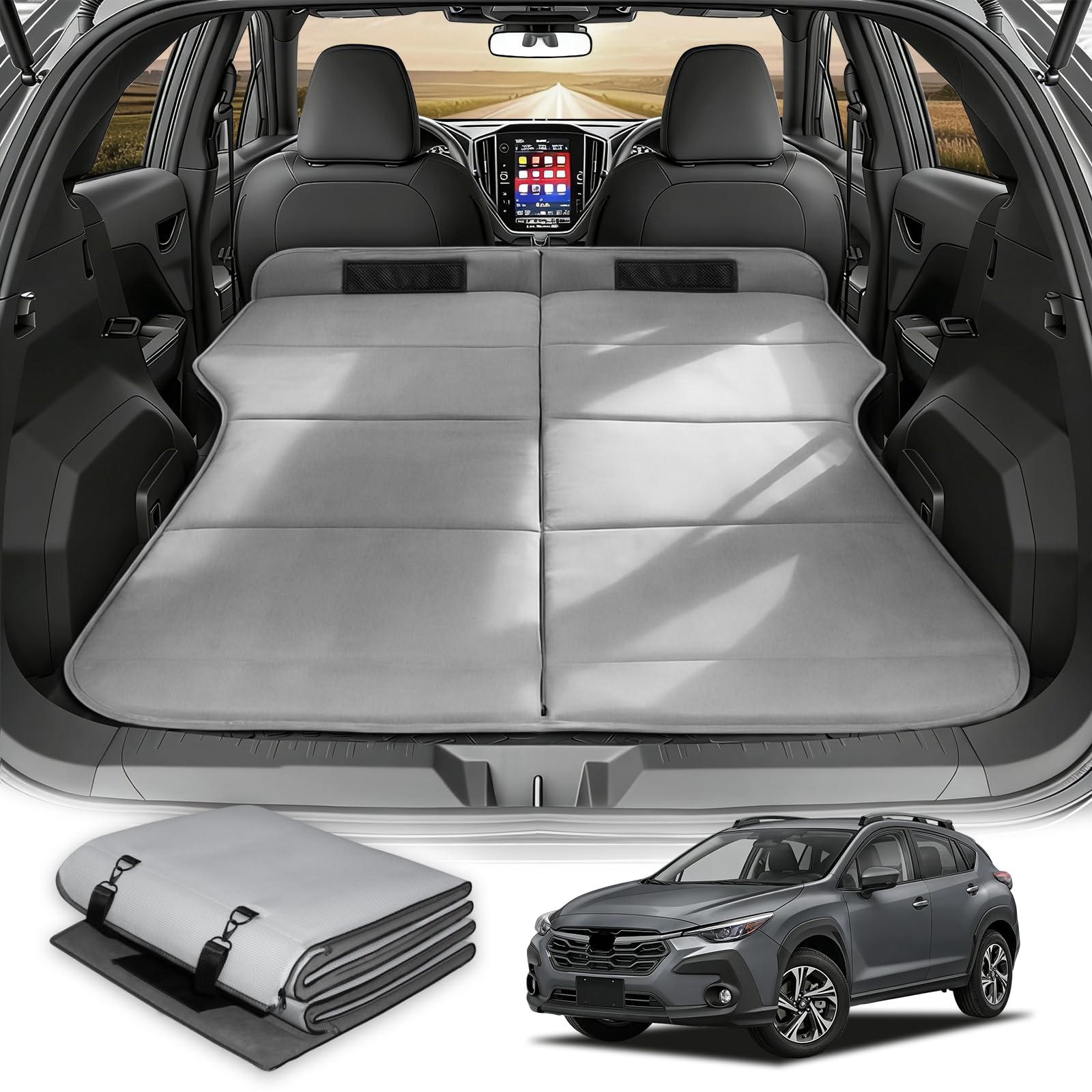 Car Bed for Subaru Crosstrek, Foldable Non-Inflatable Soft Foam Camping Mattress, Thickened Portable SUV Trunk Sleeping Pad, Air Mattress Upgrade for Camping &amp; Travel Essentials, Outdoor Bed