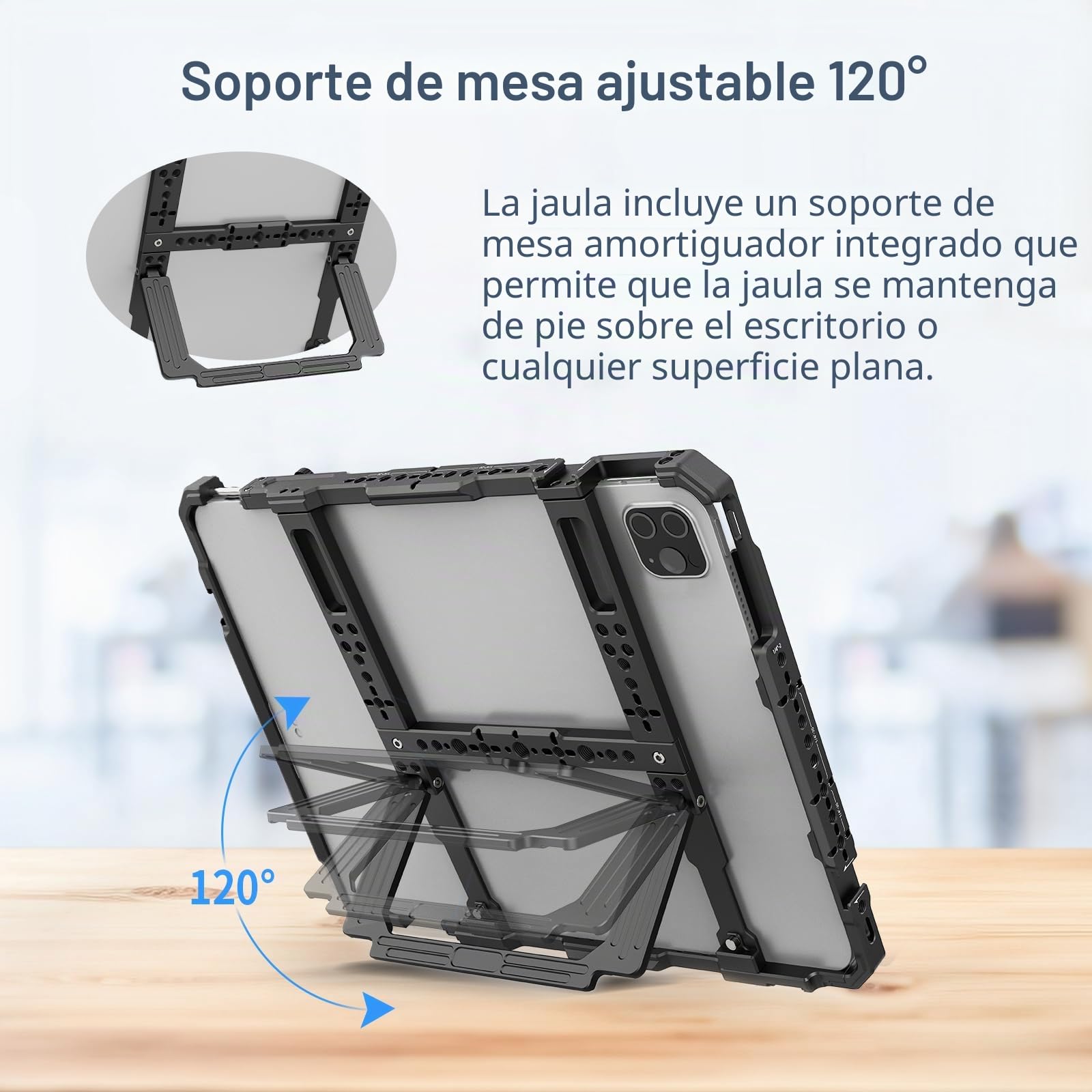 Nitze Tablet Jaula Cage para iPad Pro 13" M5/M4, iPad Air 13" M4/M3/M2, iPad Pro 12.9" 6/5/4/3 Generación y Otras Tabletas de 11.5" a 13" - T-TC02A