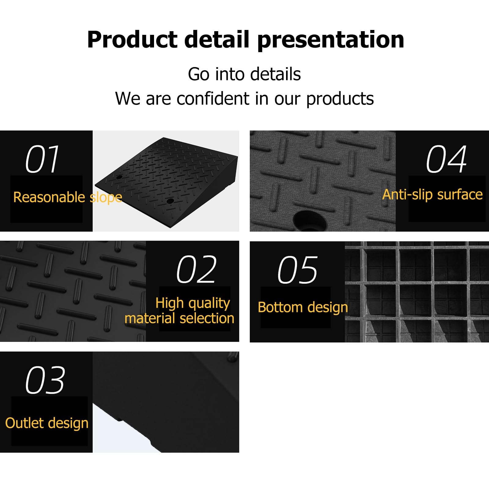 Rampa Di Carico Antiscivolo In PVC - 25x40x16 Cm, Portatile, Per Sedie A Rotelle, Scooter, Nero - Foto 4