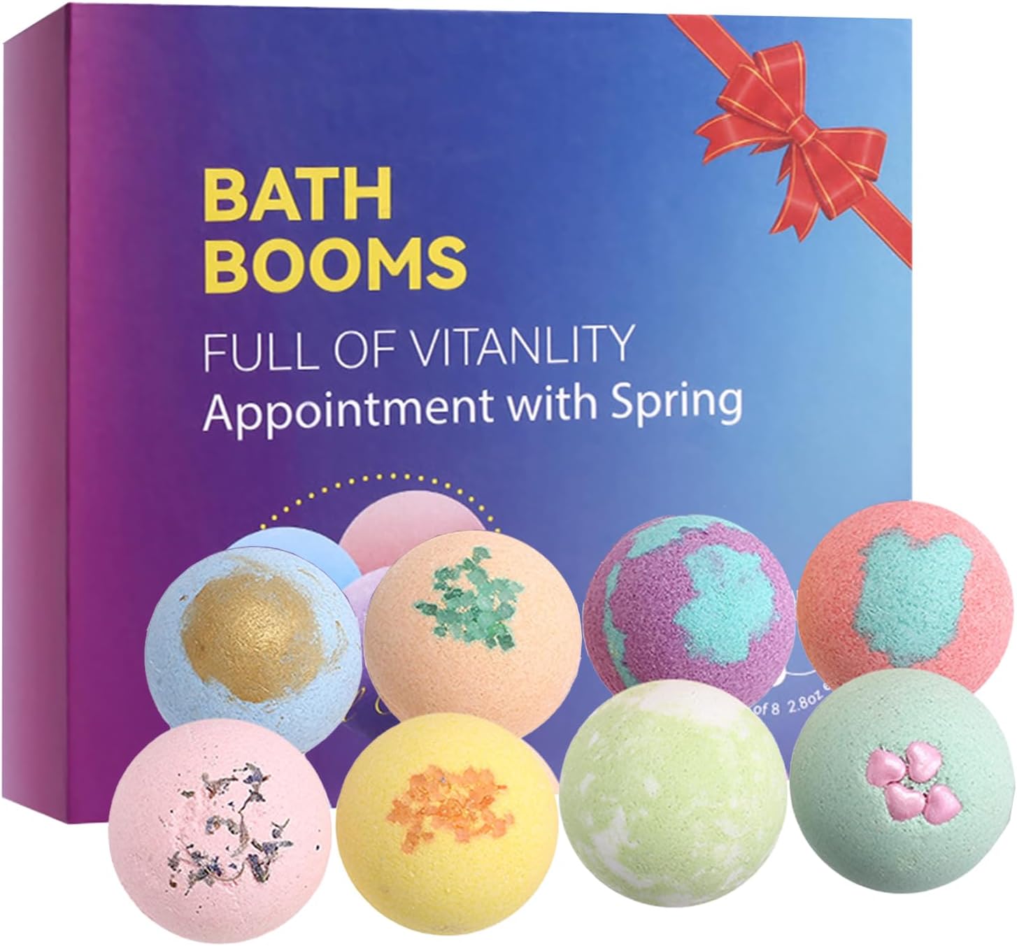 RoseFlower Bath Bombs Gift Set, 8pcs Colorful Bath Bombs, Handmade & Plant Essence, Plant Essential Oil Extraction, Home Bath to Moisturize Skin, Perfect SPA Gift for Women