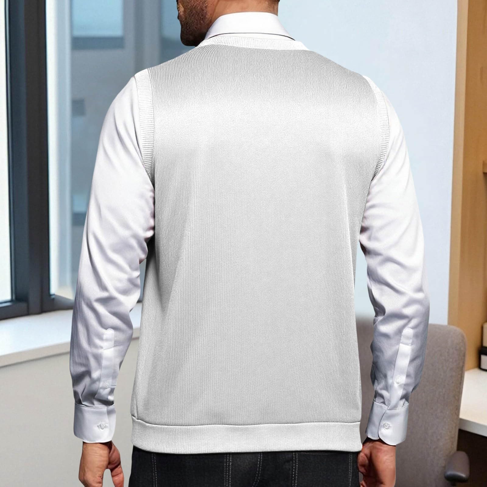Pullunder Herren Ärmellose Strickweste Slim Fit Gestrickt Pulloverwestee Klassische Business Golfweste Wollweste Strickwaren Diamant West Dick Strickwesten Strickpullover Herren
