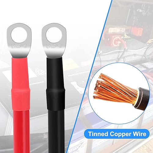 Miniatura 5 de Interruptor de desconexión de batería inalámbrico de arranque de 500 A de 200 A y juego de cables de batería de 4 AWG de 1 pie, interruptor de