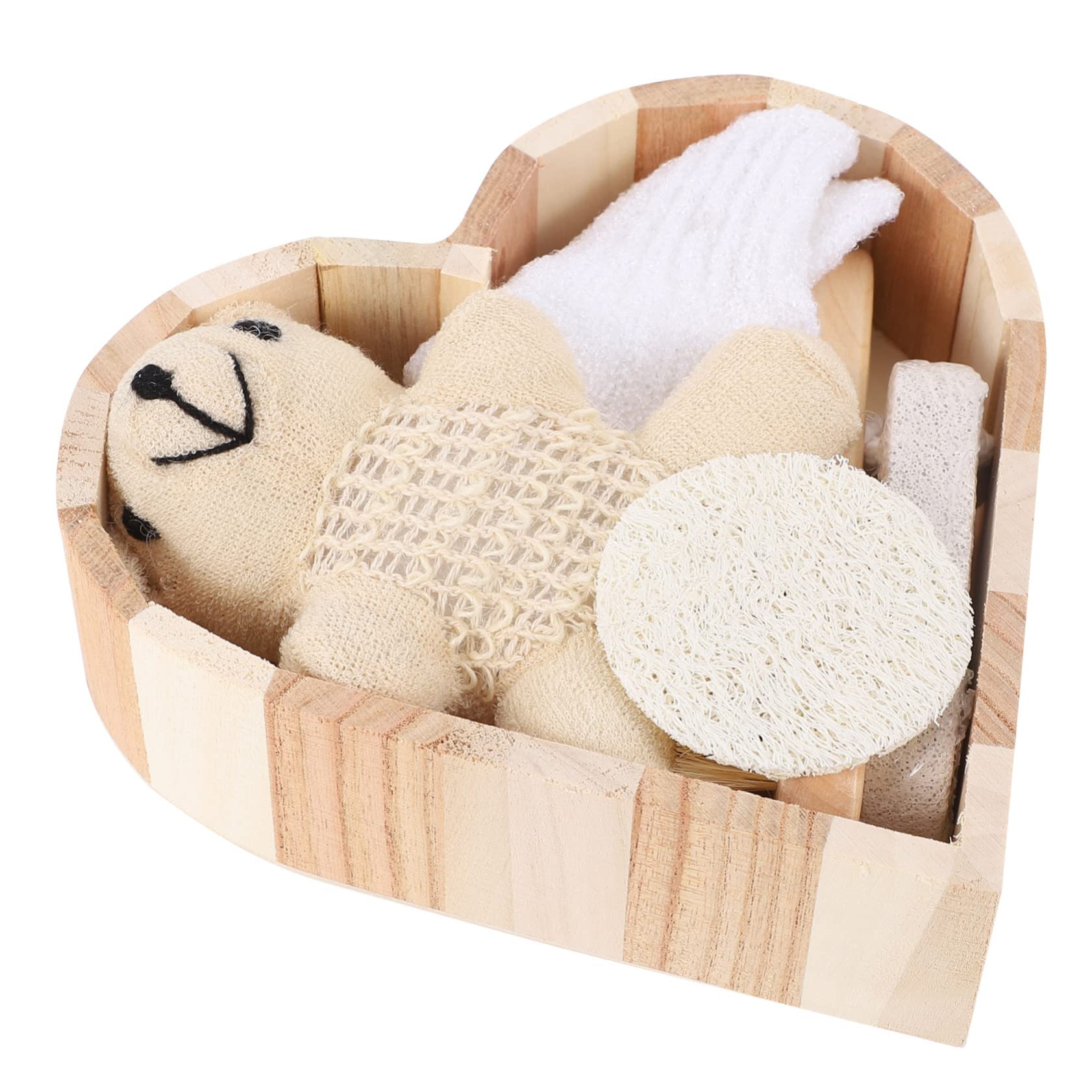 PartyKindom 1 Set Box Stylish Bathing Supply Kit Indoor Bath Supplies Set Heart Shaped present Box for Spa and Shower Use Comfortable Safe Materials for Exfoliating Relaxing Experience