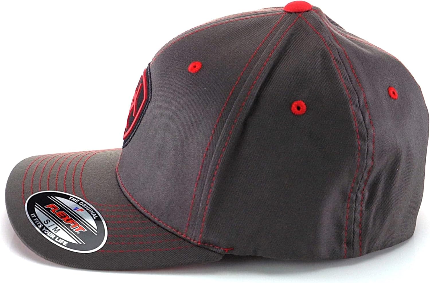 Ariat Men's Gray Red Flex Fit Hat - Image 6