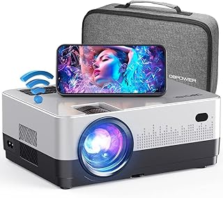 DBPOWER WiFi Projector, 9000L Full HD 1080p Video Projector with Carry Case, Support iOS/Android Sync Screen, Zoom&Sleep Timer, 4.3” LCD Home Movie Projector Compatible w/Smart Phone/Laptop