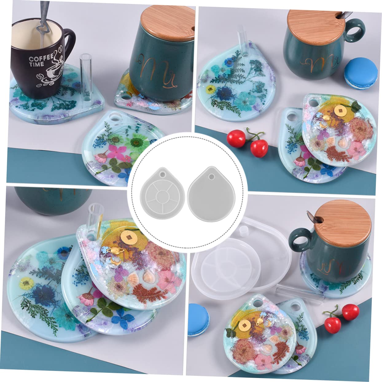 3 Set Di Strumenti Per La Creazione Di Gioielli Artigianali Stampo in Resina Epossidica Semplice in Silicone Rotondi 2 Pezzi * 3