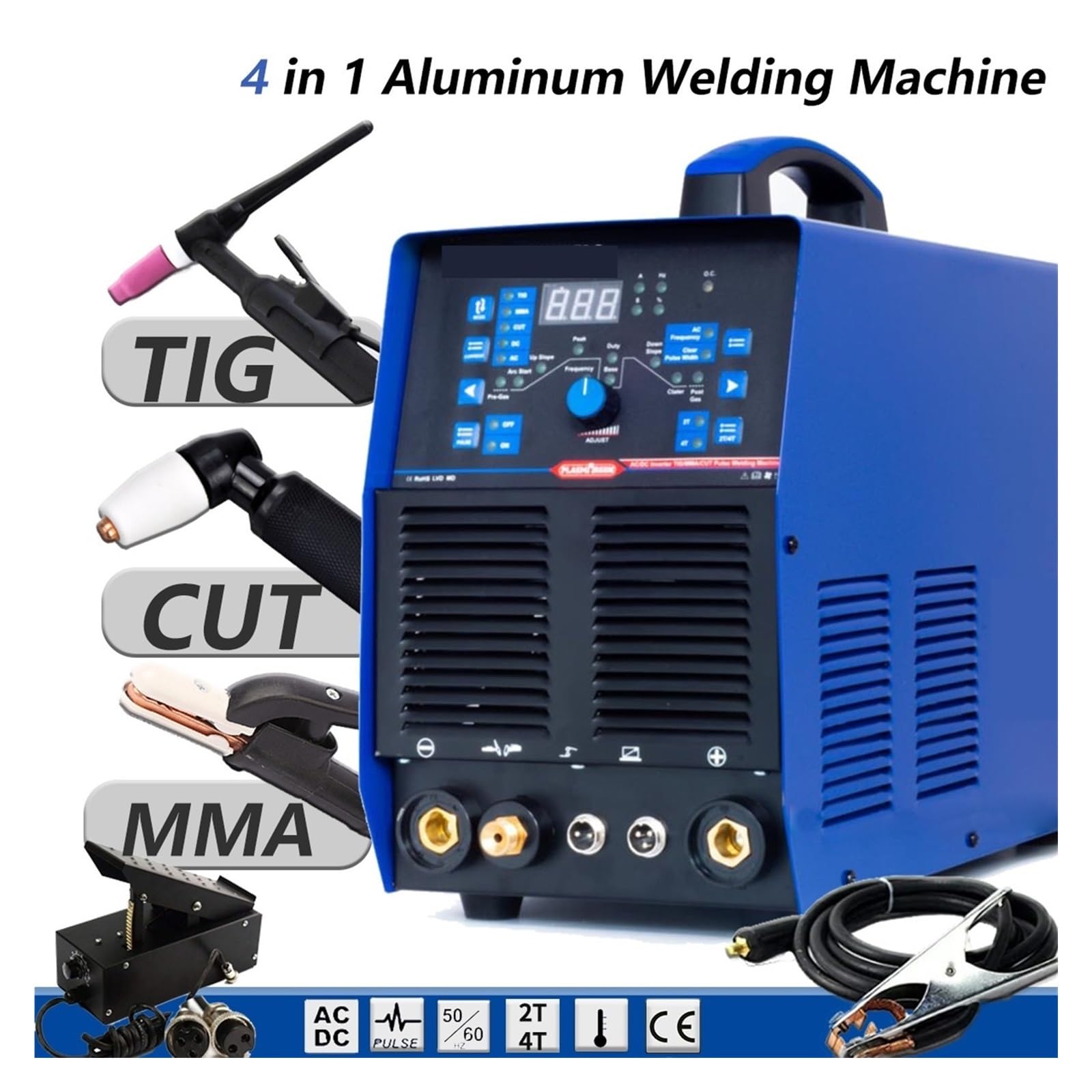 Taglierina al plasma, Saldatrice TIG in alluminio AC/DC Pulse 5 in 1 inverter semiautomatica senza gas