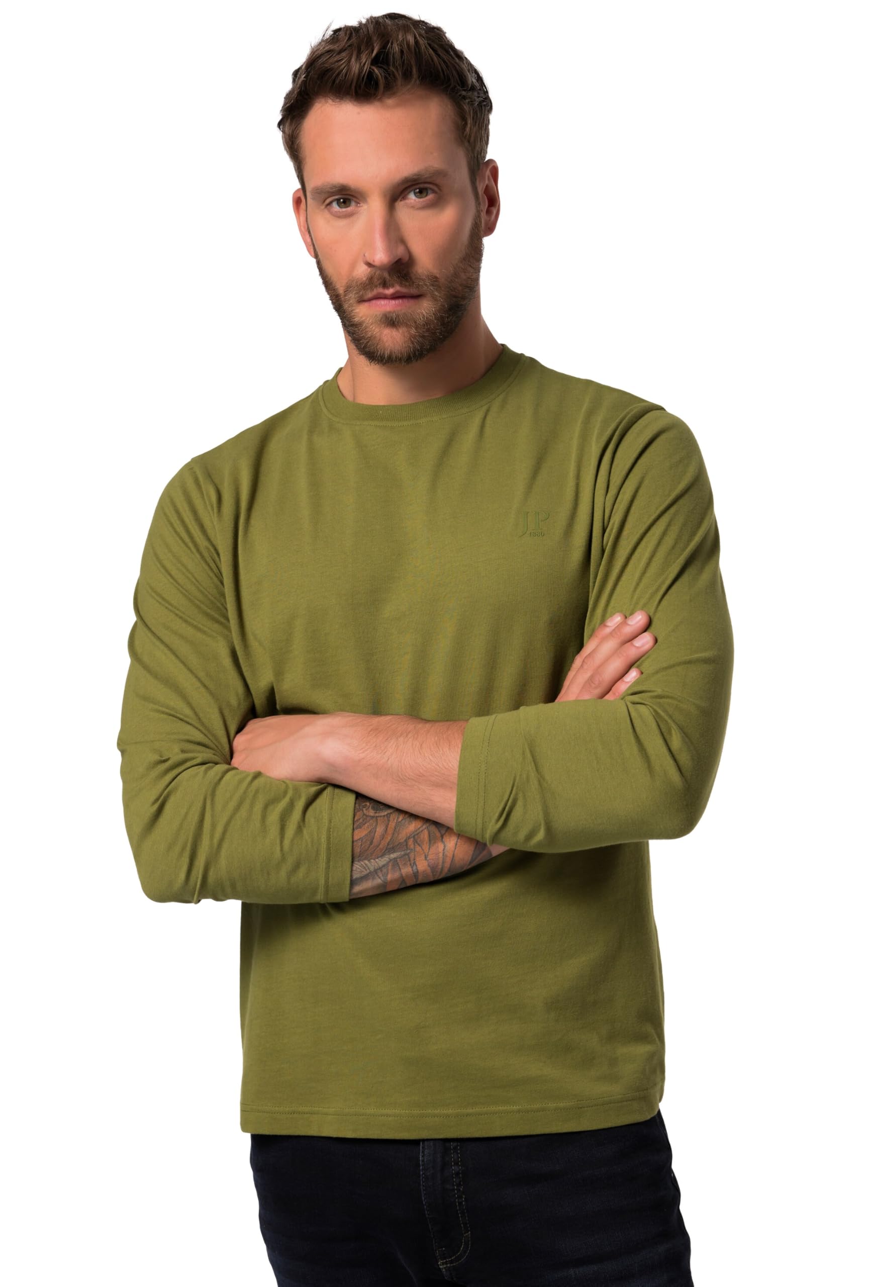 JP 1880, Men's Plus Size Long Sleeve Shirt, Cactus, XXXX-Large