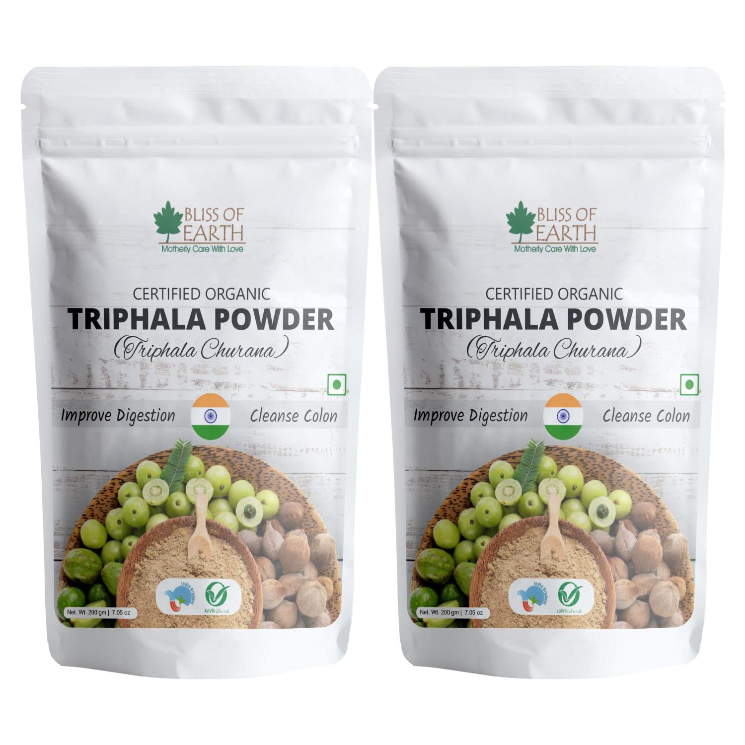 Bliss of Earth Organic Triphala Powder Churan 100% Pure Ayurvedic Herbal Blend Help for Detox & Digestion Support Boost Immunity (2x200gm)