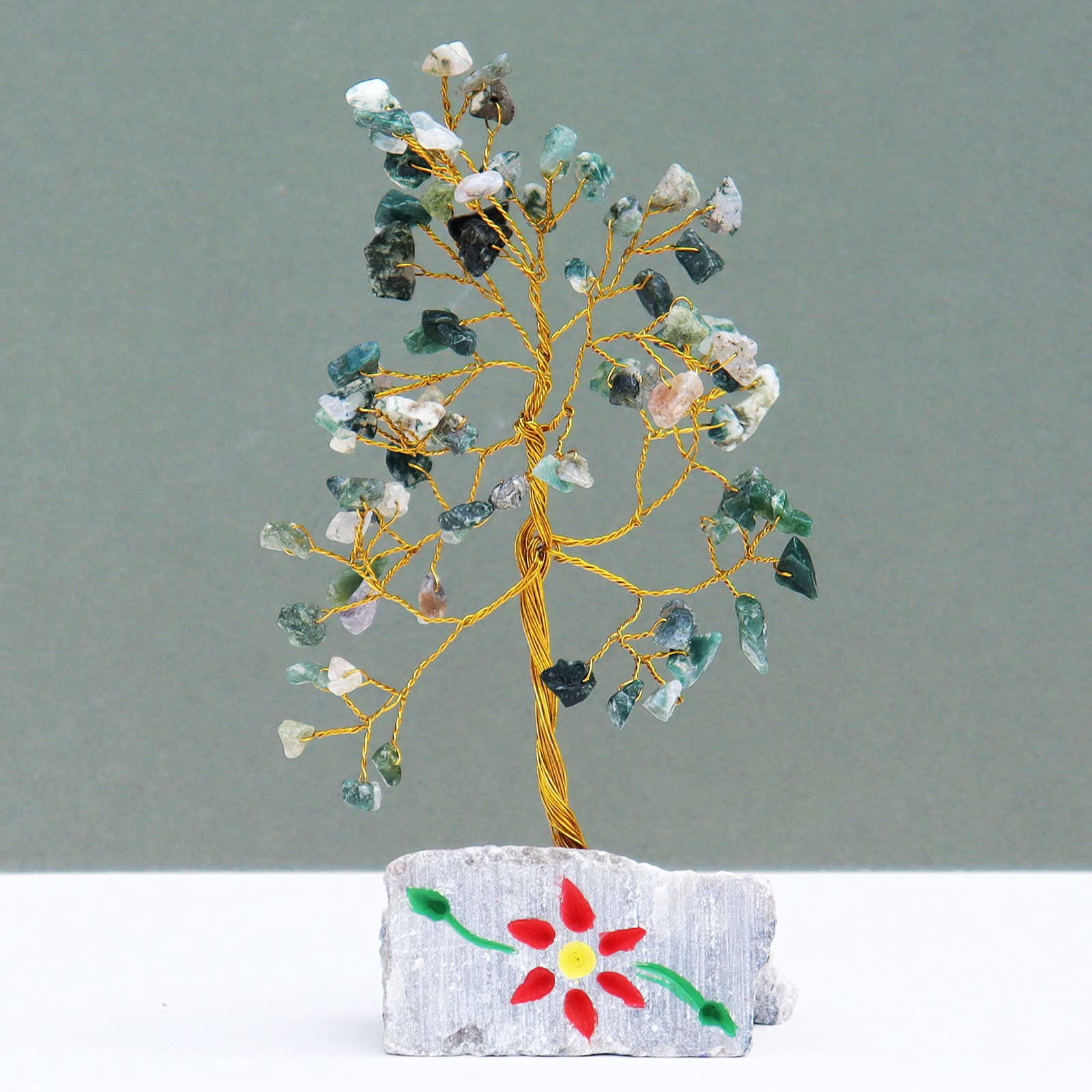 KDMD - Gemstone Tree - Moss Agate - 80 Stone - Green
