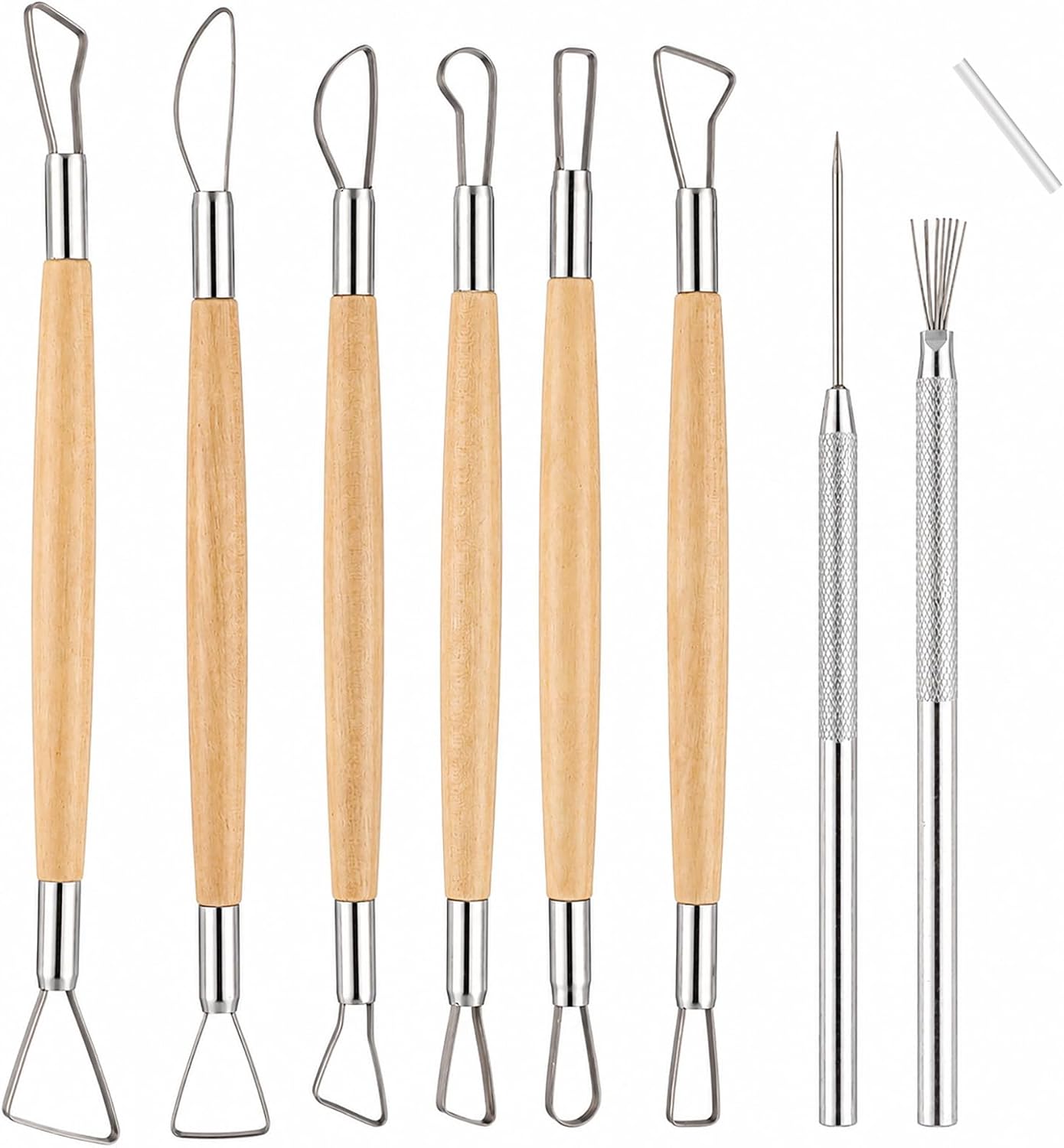8 PCS Modeling Clay Sculpting Tools Set, Clay Tools Double-Sided, Pottery Trimming Tool Polymer Wire Loop Sculpture Set with Wooden Handle for Ceramic Wax Carving Modeling DIY
