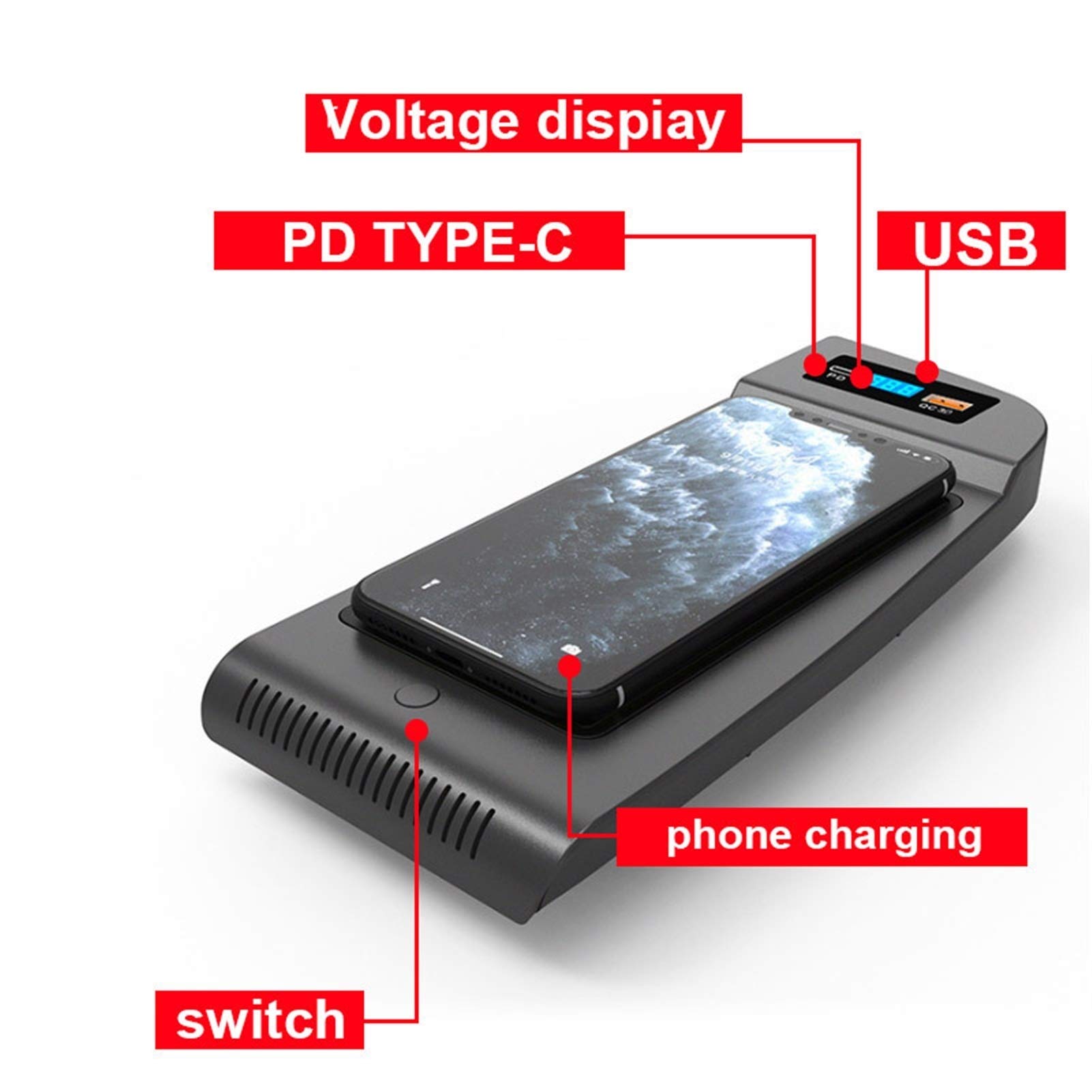 Ładowarka bezprzewodowa QI do samochodu, Toyota, Alphard Akcesoria Modyfikacja wnętrza 15 W Szybka płytka ładująca telefon 2018 2019 2020 Panel ładowania bezprzewodowego pojazdu(Three Coil 10WR
