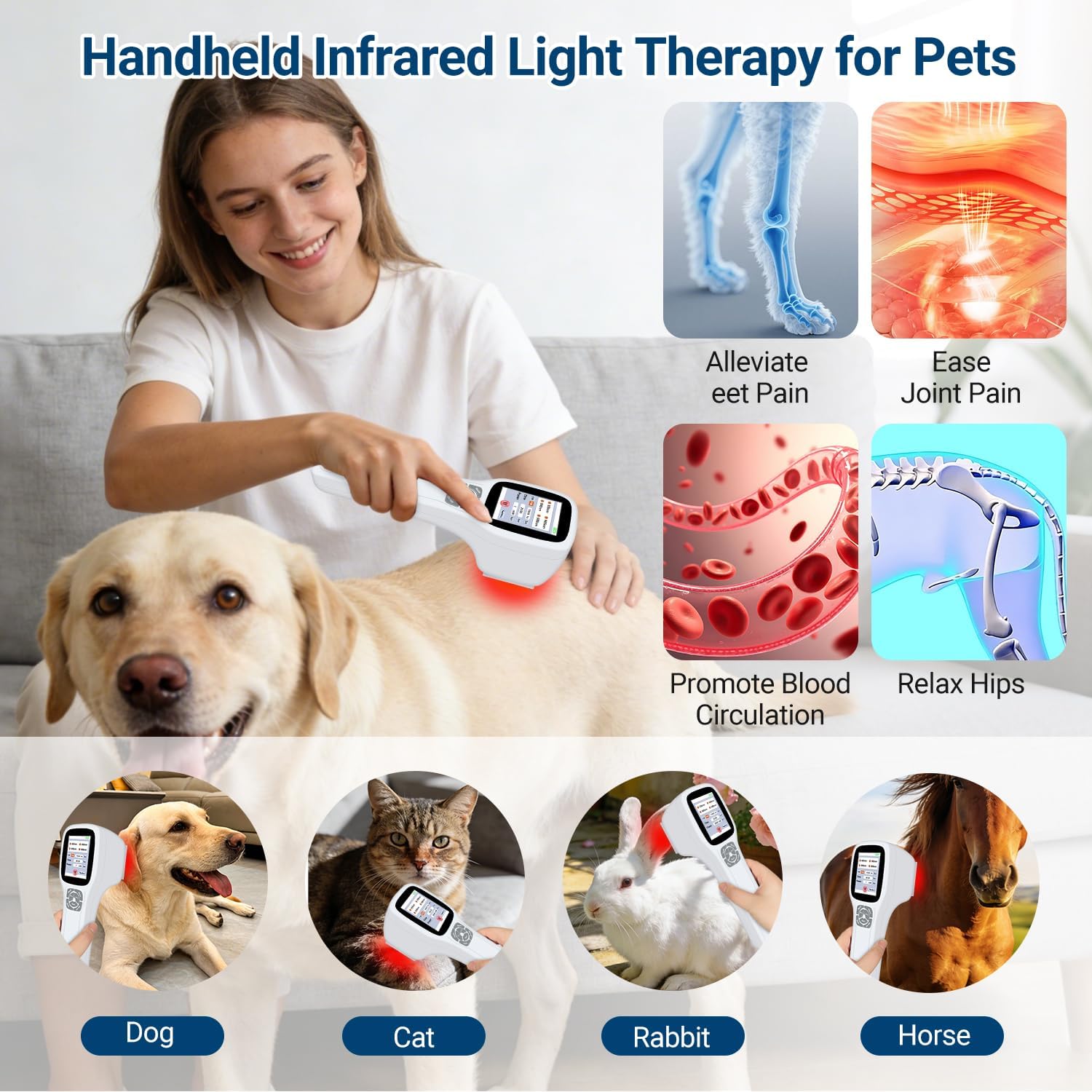 Cold Red Light Therapy Device, 5×980nm & 5×905nm & 5×808nm & 10×650nm Handheld Infrared Light Therapy for Body Pain Relief, Cold Light Therapy Machine for Joints, Muscle, Knee, Shoulder, Back and Dogs