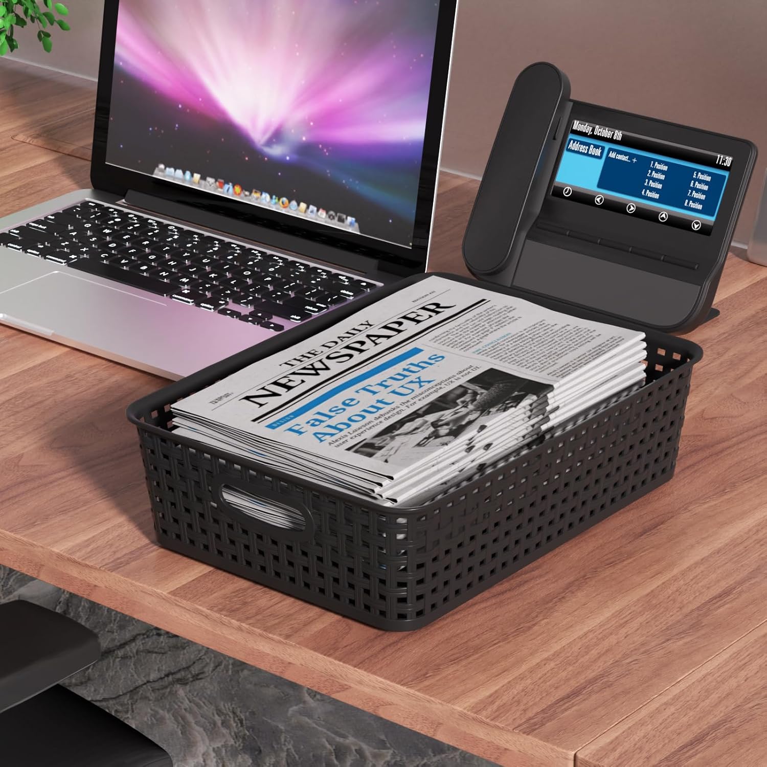 18 Packs Plastic Storage Basket Tays, Paper Basket for Office, Classroom, Kitchen - Image 3