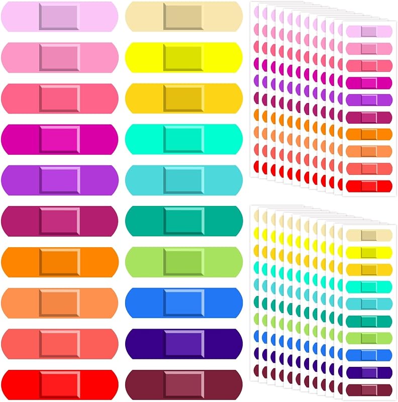 240 Pack Neon Bandages, 20 Color Styles Kids Bandage, Colorful Bandag Flexible & Waterproof Adhesive for Minor Scrapes, One Size Cute Rainbow Bandages for Children(Fun & Cheerful)