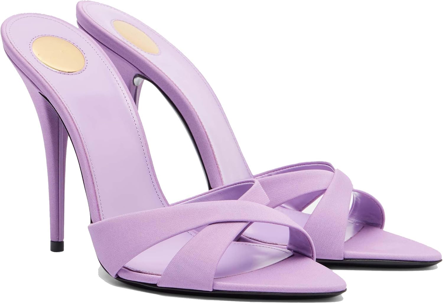 THESHY Women’s Stiletto Heel Slide Sandals Open Toe Criss Cross Straps Slip on Dress Heels with Cushioned Insole Party Wedding Evening Fashion Sandals for Women