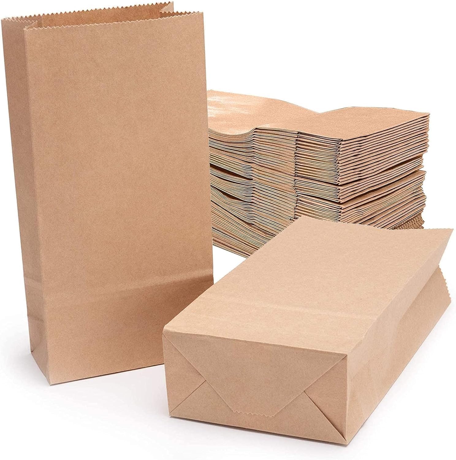 RETAILVIBES® 100 Piece Food Grade Paper Bags Capacity 1 Kg | 16x26x5 Cm Food Packing or Square Flat Bottom Pouch for Gifting Disposal Bags for Grocery,fruits, cookies Restaurants & Take Away