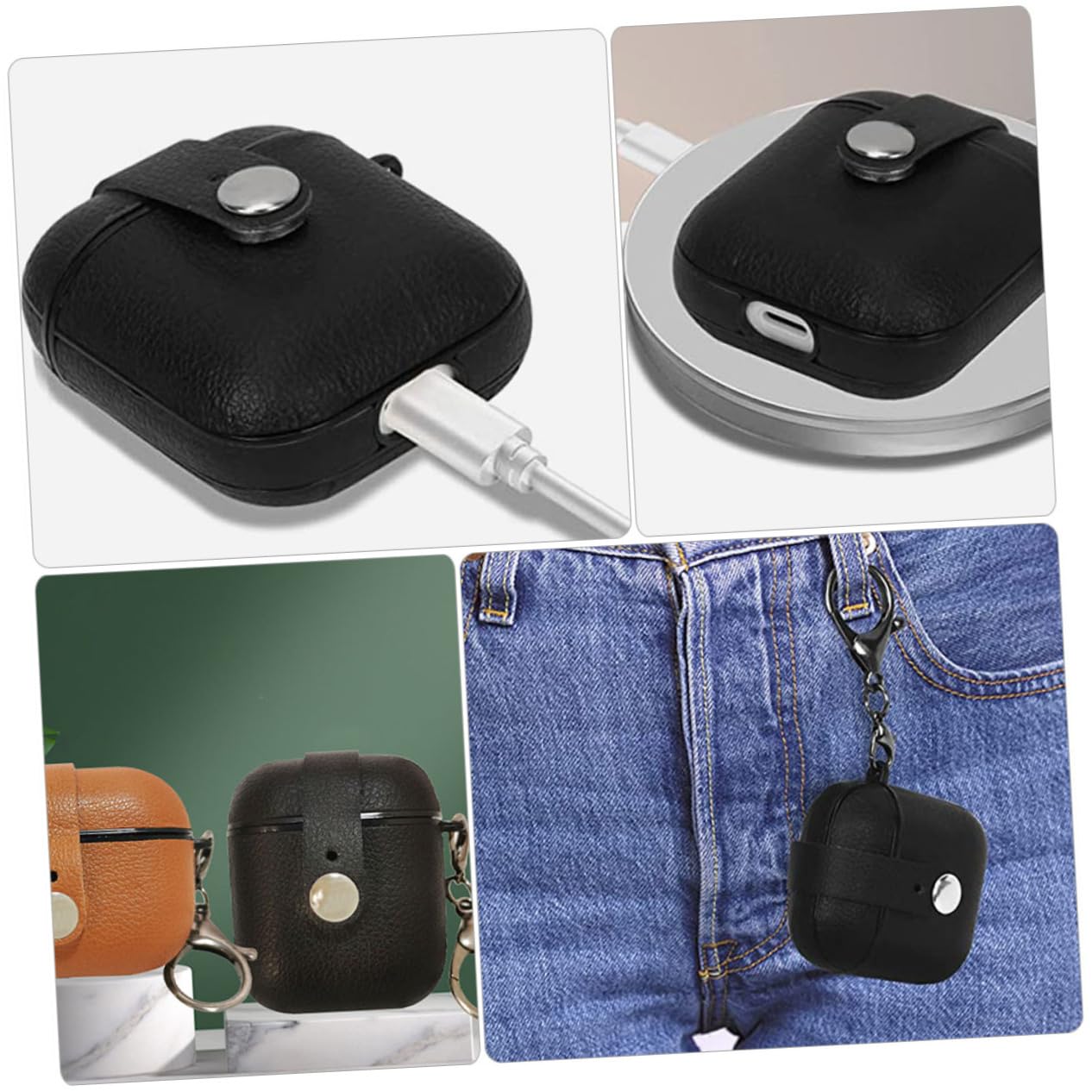 jojofuny 5piezas Estuche De PU para Auriculares Funda Protectora Ligera y Resistente Compatible Organizar y Auriculares Diseño y para