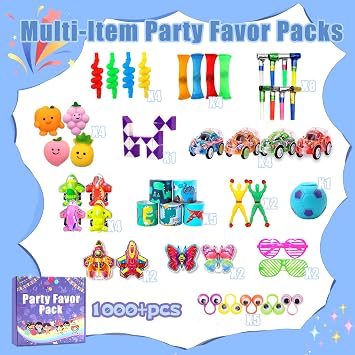 1000 Pcs Party Favors for Kids, Fidget Toys Bulk, Treasure Box Toys for Classroom Prizes, Goodie Bag Stuffers Pinata Fillers, Carnival Birthday Stocking Stuffers for Boys Girls, Prize Box Toy for Kids