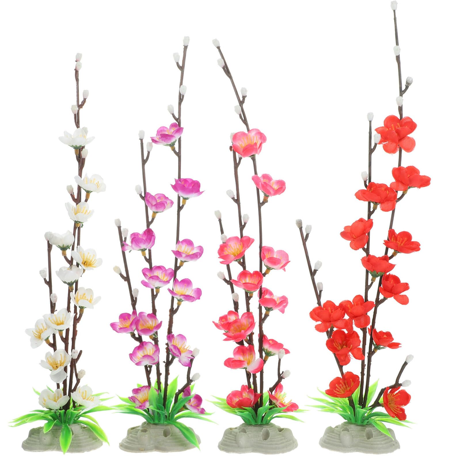 Hemoton Fake Potted Plants 4PcsArtificial Mini Flower Decorative Flower Plant Artificial Flowers for Home Wedding Sashimi Sushi Plate Garden Fish Tank Landscape Table Decoration Aquarium Tank Plants