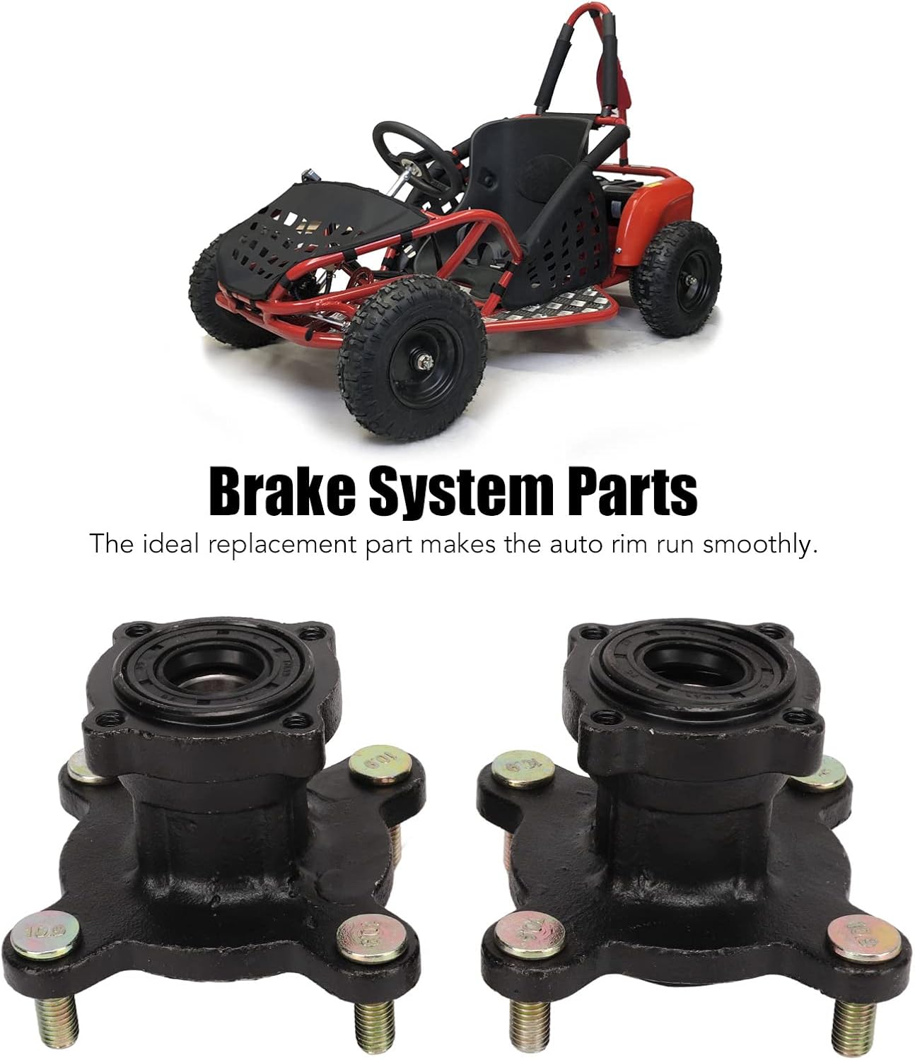 4 Stud Wheel Axle Hub,4 Stud Front Disc Brake Wheel Rim Hub Assembly Steel Alloy for 110 125 150 200 Kart ATV 4 Wheel