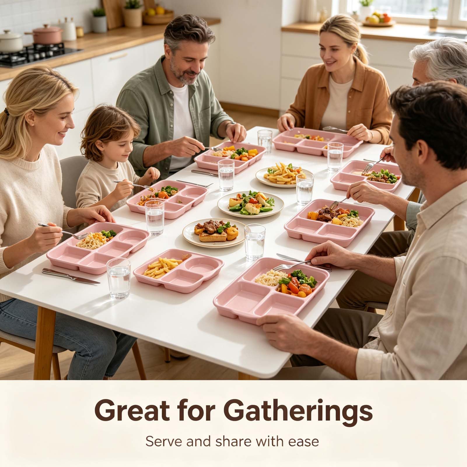 Keramikteller Mit 5 Fächern, Unterteilter Essteller, Servierplatte Für Verschiedene Speisen, Portionsteller Für Meal Prep, Reis, Fleisch, Gemüse, Obst, Beilagen, Familienküche